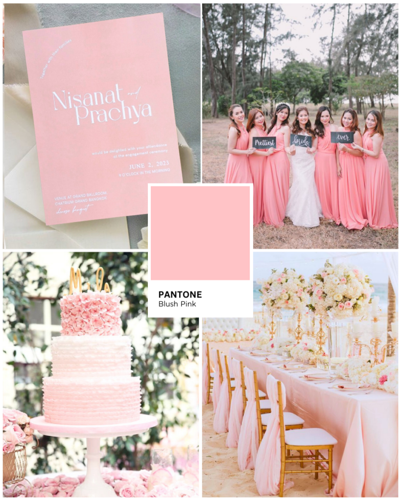 Blush Pink งานแต่งโทนสีชมพู เจ้าสาวสายหวาน wedding pink Pink Color Palette สีชมพูในงานแต่ง Pink Color Wedding