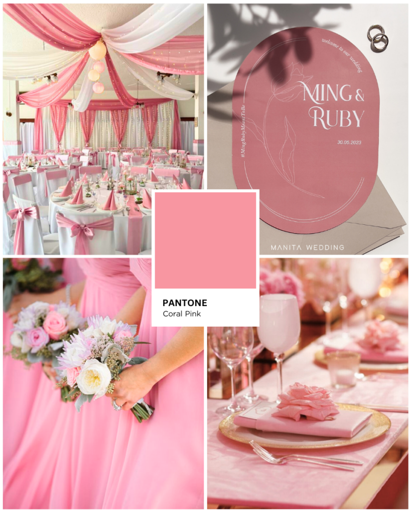 Coral Pink งานแต่งโทนสีชมพู เจ้าสาวสายหวาน wedding pink Pink Color Palette สีชมพูในงานแต่ง Pink Color Wedding