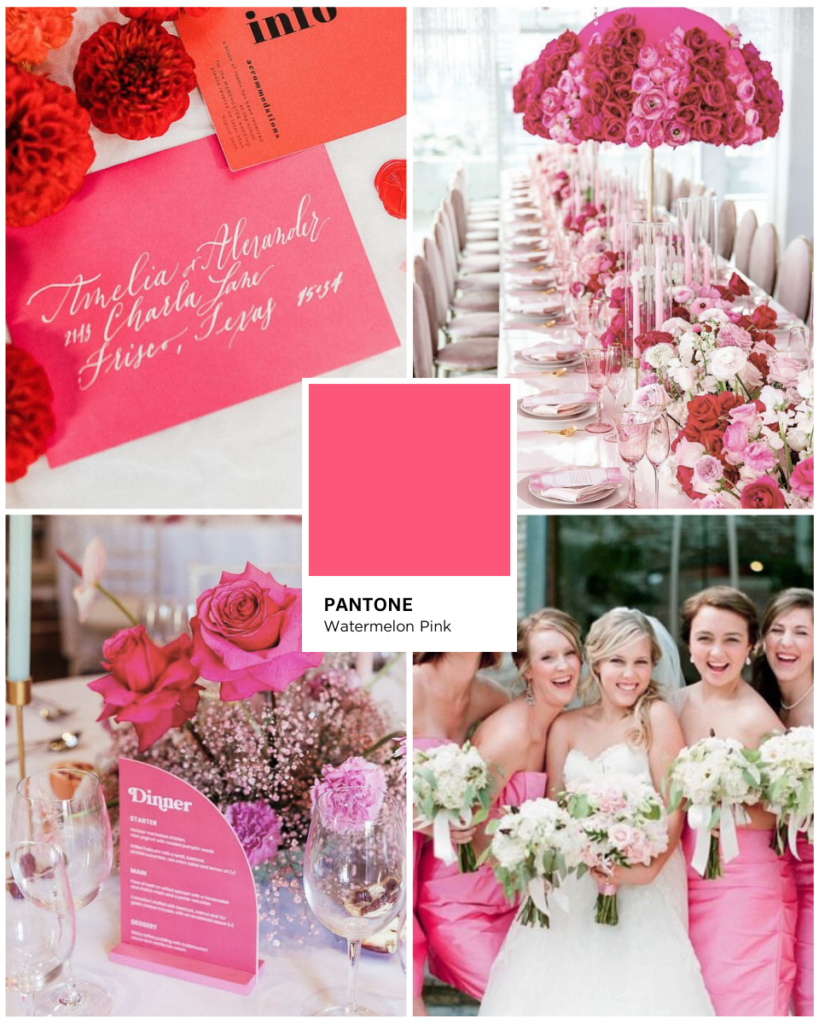 Watermelon Pink งานแต่งโทนสีชมพู เจ้าสาวสายหวาน wedding pink Pink Color Palette สีชมพูในงานแต่ง Pink Color Wedding