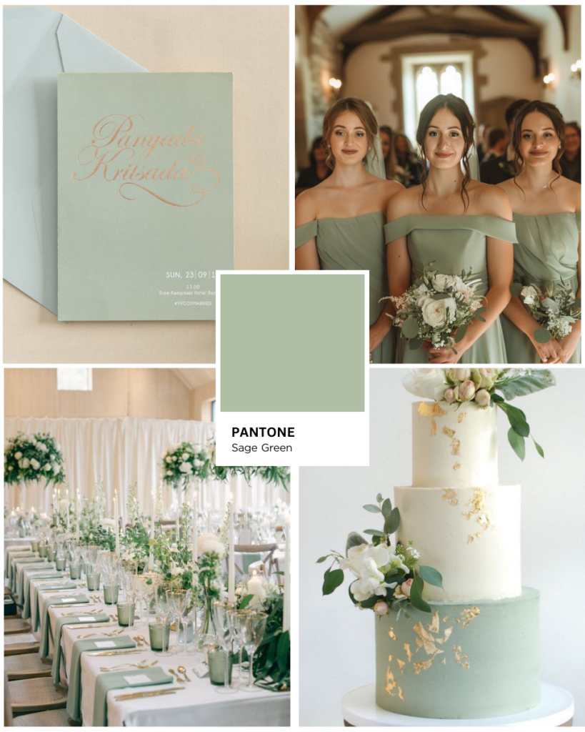 Sage Green : สีเขียวอมเทา งานแต่งโทนสีเขียว Green Color Palette Green Color Wedding 10 Beautiful Green Wedding