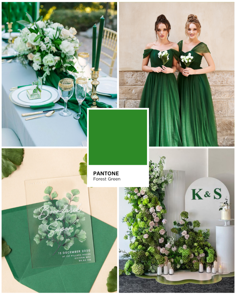 Forest Green : สีเขียวเข้ม งานแต่งโทนสีเขียว Green Color Palette Green Color Wedding 10 Beautiful Green Wedding