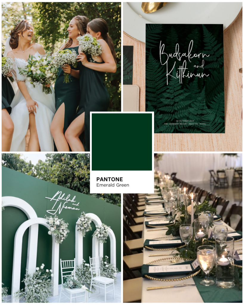 Emerald Green : สีเขียวมรกต งานแต่งโทนสีเขียว Green Color Palette Green Color Wedding 10 Beautiful Green Wedding