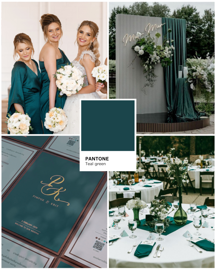 Teal green : สีเขียวอมฟ้า งานแต่งโทนสีเขียว Green Color Palette Green Color Wedding 10 Beautiful Green Wedding