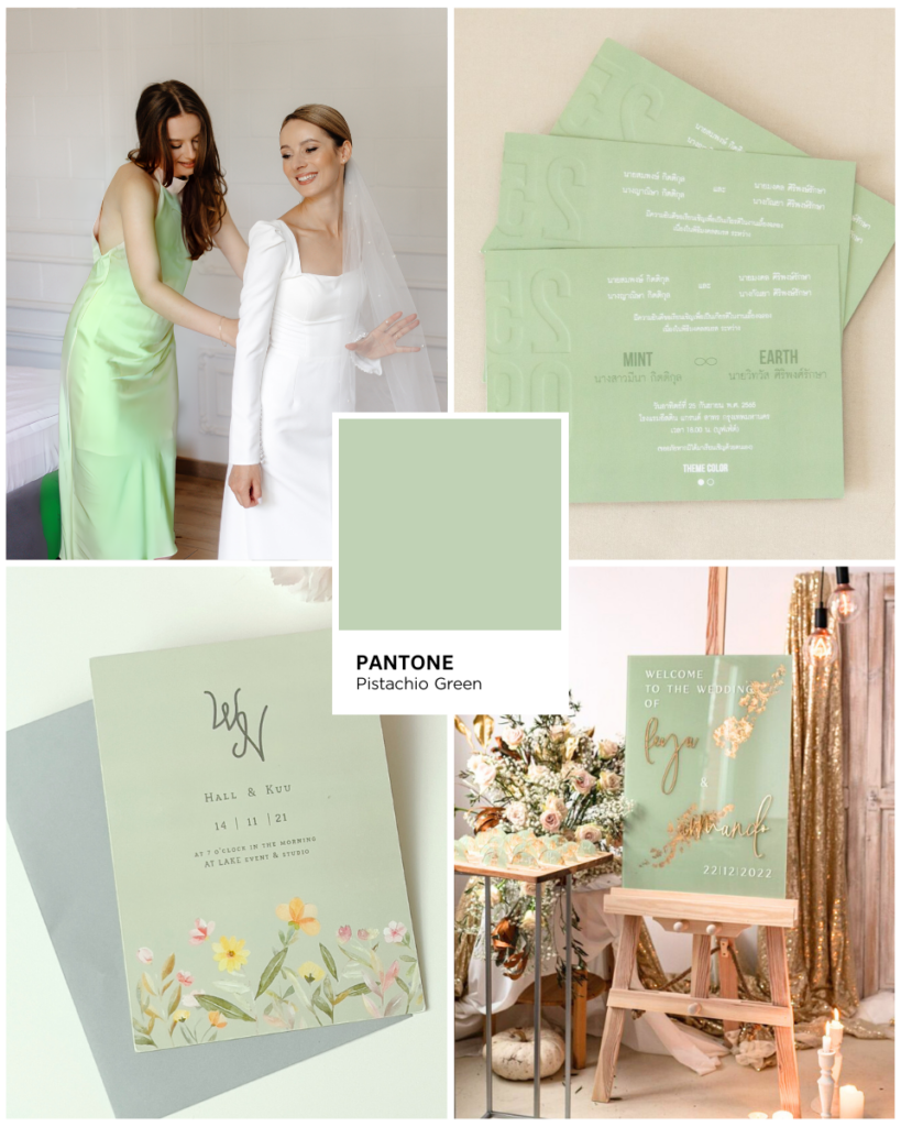 Pistachio Green : พิสตาชิโอ งานแต่งโทนสีเขียว Green Color Palette Green Color Wedding 10 Beautiful Green Wedding