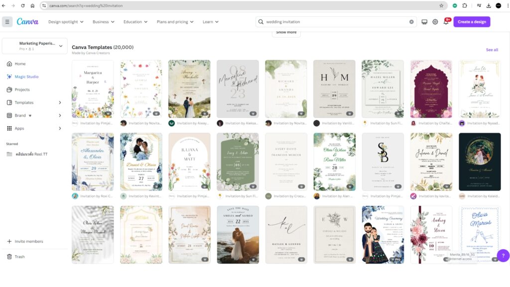 การเลือก Template ให้เข้ากับธีมงาน ทำการ์ดแต่งงาน canva canva สอนทำ canva การ์ดแต่งงาน ทำการ์ดแต่งงานเอง การ์ดแต่งงานสวยๆ